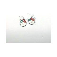 Tedz Collection Papatyalı Kedi Pin Küpe Çok Renkli