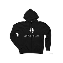 Ethereum Siyah Fermuarlı Kapşonlu Sweatshirt