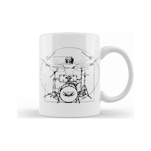 Vitruvian Man Drum Kit Black Lines Kupa Bardak Porselen Karışık