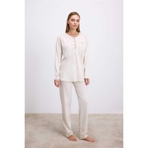 İkikareshop Uzun Kollu T-shirt Pantolon Pijama Takımı Çok Renkli