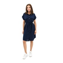 Koza Butik Kadın Gömlek Yaka Kuşak Detaylı Elbise 5240-25 001