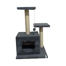 Nursoft Kedi Görünümlü Stepli Yuva Kedi Tırmalama ve Oyun Evi 72 CM