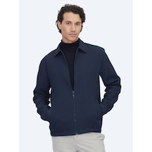 Kip Lacivert Regular Fit Dokuma Overshırt