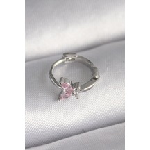 Gümüş Renk Pembe Zirkon Taşlı Kelebek Model Tragus Piercing - Ebj241123w29482 Diğer