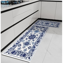 Mavi Vintage Çiçekler Yumuşak Mutfak Halısı Yorgunluk Önleyici Mutfak Halısı Su Geçirmez K Seti Koşucu Halı Mutfak Halısı 56864884