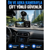Wifi Çift Kameralı Araç İçi Kayıt Kamerası 1080p Full Hd 170 Geniş Açılı Araç Kamerası - Lisinya