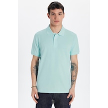 Tudors Erkek Slim Fit Dar Kesim %100 Pamuk Mavi Polo Yaka Tişört-32744 Gece Mavisi