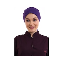 Koyu Mor Tesettür Cerrahi Bone - Tesettür Doktor Hemşire Bonesi-Standart-4807 Koyu Mor