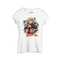 Naruto With Several Naruto Figures Beyaz Kadın Tshirt 001