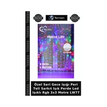 Özel Seri Gece Işığı Peri Teli Sarkıt Işık Perde Led Işıklı Rgb 3x3 Metre Lw77 Çok Renkli Rgb