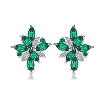 Brezza Lusso Jewelry Brezza Lusso Zümrüt Taşlı Prenses Abiye J Kadın Gümüş Küpe