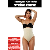 Özel Üretim İz İç Göstermez Kaymaz Sıkılaştırıcı Toparlayıcı Yüksek Bel String Korse Bej