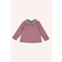 Kız Bebek Bebe Yakalı Gül Kurusu Tişört 8408373