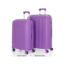 Mçs Bavul Büyük Ve Orta 2li Set Kırılmaz Silikon Valiz V305 Mor