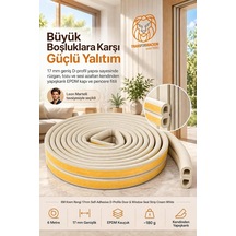 6m Beyaz 17mm Geniş Kapı Pencere Bandı Kendinden Yapışkanlı D Profil İzolasyon Süngeri Kauçuk Fitil Hava Kesici
