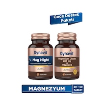 Dynavit Mag Night & Magnesium Citrate - Magnezyum Bisglisinat , Sitrat, D Vit - Gece Magnezyum Paketi