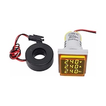 Dijital Voltmetre /ampermetre / Hertz Metre 22mm Kare Sarı 20-500v/0-100a/0-99hz