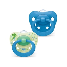 Nuk Signature Silikon Emzik, 2'li Set, 6-18 Ay, Erkek, Saklama Kutulu Çok Renkli