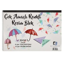 Alex Çok Amaçlı 35x50 Resim+fon Blok Defter 10+15 Yp.alx-0299 Çeşitli Renk Ve Desen