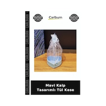 Özel Üretim Hediyelik Kına Nişan Düğün Mevlüt Mavi Kalp Tasarımlı Tül Kese
