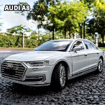 Scowetto Audi A8 Araba Audi A8 Long Quattro 1:24 Diecast Metal Model Araba Koleksiyon Araba Sesli Işıklı