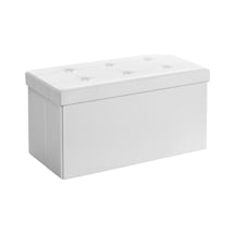 Tabure, 80 Litre, Saklama Kutusu, Ayak Taburesi, Katlanabilir, 300 Kg Taşıma Kapasitesi, Suni Deri Kılıf, Dolgulu, Beyaz Spf106