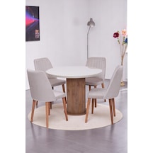 Bohem Milano Yuvarlak Lak Panel Mutfak Masa Takımı 100cm Ceviz