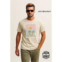 Jack & Jones Jordown Logolu Ekru/krem/bej Erkek Tişört 12286110 Bej