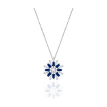 Silvera Telkari Yıldız Işığı Safir Ve Baget Taşlı Gümüş Kolye 925 Ayar St034 Gümüş - Rodyum