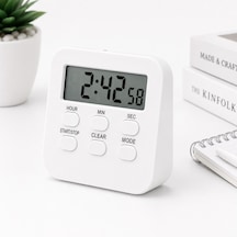 Beyaz Öğrenci Dijital Timer Alarmlı Geri Sayım, Kronometre Ve Saat Modu Büyük Lcd Ekran Manyetik Zamanlayıcı-dol288