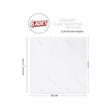 60x60 Cm Kendinden Yapışkanlı Duvar,banyo,tezgah Arası Beyaz Mermer-6 Adet Lls014-60-6