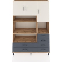 Hyperion Dolap 9 Raflı 6 Çekmeceli 3 Kapaklı 132x44x195 Çam-aytaşı/antrasit Aytası/antrasıt