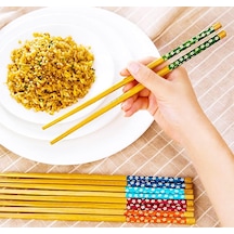 Pratik 2'li Desenli Yıkanabilir Kore Çin Bambu Chopsticks Yemek Çubuğu Desenli Bambu Chopstick Çok Renkli