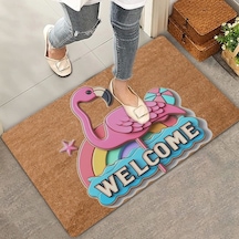 Valerine Life Gökkuşağı Ve Flamingo Welcome Kapı Önü Paspası 45x70cm