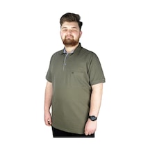Mode Xl Battal Beden Erkek Tshirt Polo Yaka Cepli Klasik Pike 20552 Haki 001