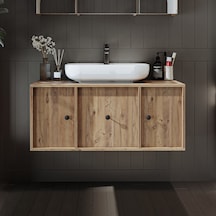 Ayaksız Oval Lavabolu Mdf 105 Cm Çekmeceli Banyo Dolabı Atlantik Atlantik Çam