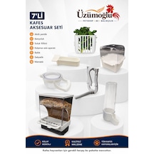 Üzümoğlu 7 Li Kafes Kuşu Aksesuar Seti Akıllı Yemlik, Suluk, Mamalık, Banyoluk, Sebzelik, Ballık Ve Kalamar Askı Aparatı