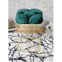 Kare Gold Kaplama Yeşil Puf Oturak - Bench - Ayak Ucu Oturak - Ta 001