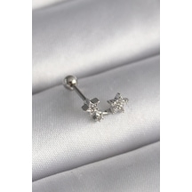 316l Çelik Gümüş Renk Zirkon Taşlı Yıldız Tragus Piercing 5886 Çok Renkli