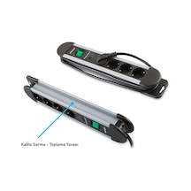 S-lınk Swapp Spgks03 3 Soket Akım Korumalı Priz 1.5mt Kablo 900 Joule Gri %100 Bakır 1923 Standart