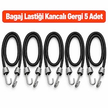 Bagaj Lastiği Siyah Renk Kancalı Gergi 5 Adet - 90 Cm