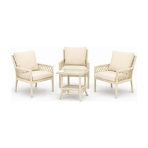 Oslo Raddan 1+1+1 Bistro Set Minderli 3 Kişilik Raddan Oturma Grubu Bahçe Balkon Teras Set Cappuccino Cappuccino