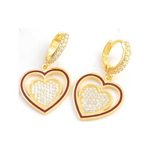 Gümüş Gold Sallantılı Kalp Kadın Küpe 92378365