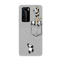 Huawei P40 Pro Els-nx9 Uyumlu Kılıf Desenli Baskılı Silikon Pandalar 1798
