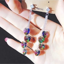 Ganzhoushop Yeşil Yeşil Yapay Uzun Uygun Püskül Mücevherleri Modaya Uygun Küpeleri Kristal Kore Kızlar Kadın Rm Yeşil