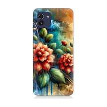 Samsung Galaxy A03 Uyumlu Kırmızı Çiçek Ve Tomurcuklar Desenli Silikon Kılıf Çok Renkli