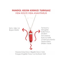 Mystic Energy Doğal Taş Kirmizi Turkuaz Taşi Kolye & Anahtarlık Gri