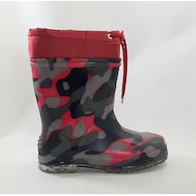 Çağrı Siyah-Pembe Içi Kürklü Kamuflaj Desenli Yağmur Çizme