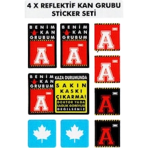 Çınar Extreme A Rh- Negatif Kaskımı Çıkartma Yazılı 7 Parçalı Reflektif Kan Grubu Sticker Seti