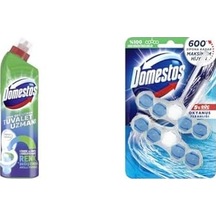 Domestos Tuvalet Temizleyici Renk Değiştiren Tuvalet Uzmanı Kireç Çözücü 750 Ml 1 Adet 1 Domestos Okyanus Ferahlığı 5'li Güç Duopack Tuvalet Bloğu 1 X 2 Adet 3